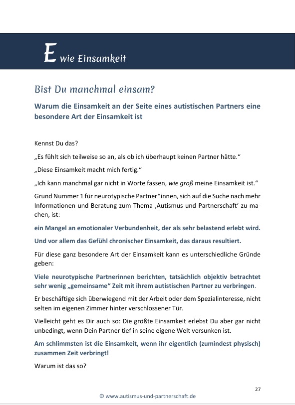 eBook: Autismus in der Partnerschaft von A bis Z 5 Autismus in der Partnerschadft von A bis Z